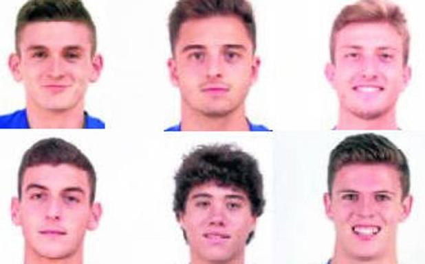 Por arriba a la izquierda, Viti, Josín, Edu Cortina, Prendes, Asier y Sandoval.