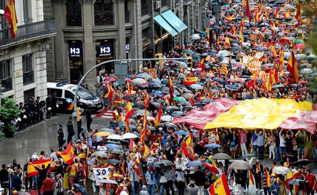 Manifestación en Barcelona contra la independencia el pasado 30 de septiembre./Efe