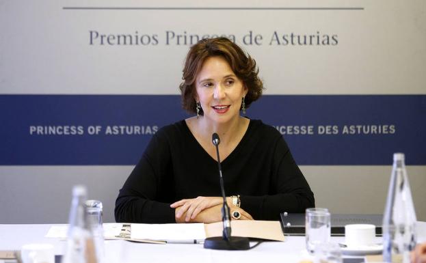 Teresa Sanjurjo durante la presentación de los premios./EFE