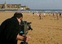 FILMACIÓN. Ex jugadores, en el reportaje de TVE. / E. C./