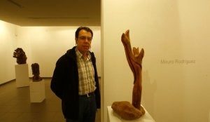 Un aficionado observa en la Galería Amaga de la obra de Mauro Rodríguez. ::
MARIETA/