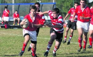 Un momento del partido de los cadetes del Rugby Gijón. ::
A. PIÑA/