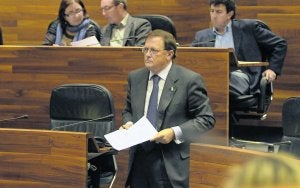 El consejero de Sanidad se dirige al estrado para realizar su intervención. :: JESÚS DÍAZ/