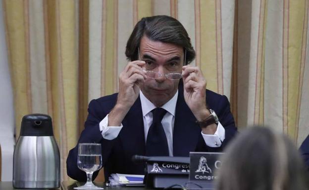 Aznar, durante la comparecencia.