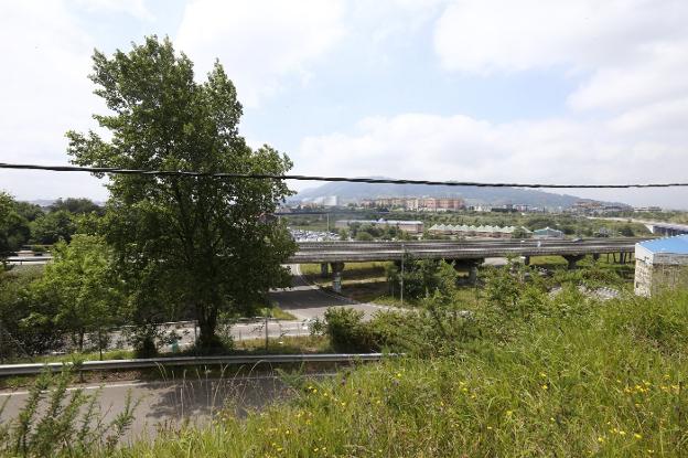 Vista desde los terrenos de Colloto-Roces, donde la inmobiliara de Kutxabank da paso para erigir un millar de viviendas. / PABLO LORENZANA