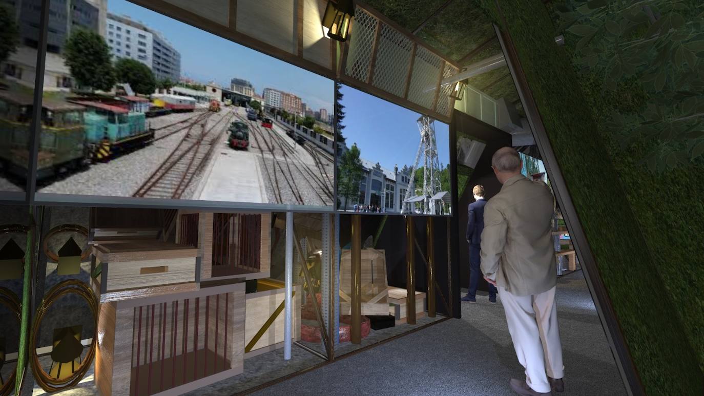 Representacion del tunel inmersivo que mostrara la Asturias industrial.